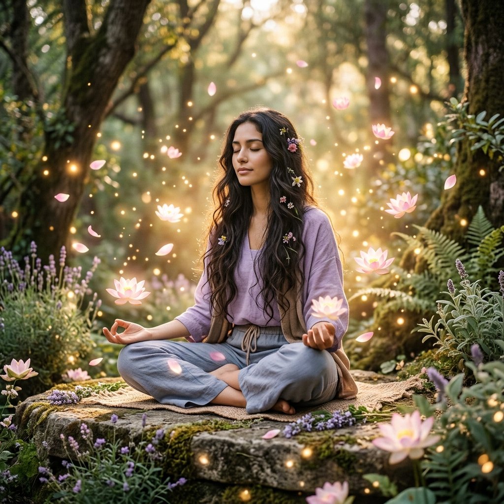 Persona meditando en paz